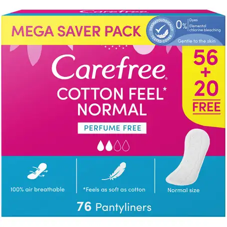 كيرفري فوط يومية ملمس القطن غير معطرة 76 فوطة