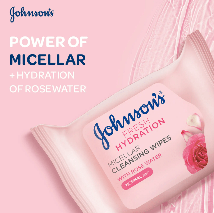 جونسون مناديل ميسيلار لتنظيف البشرة العادية بماء الورد 25 م - الصورة 2