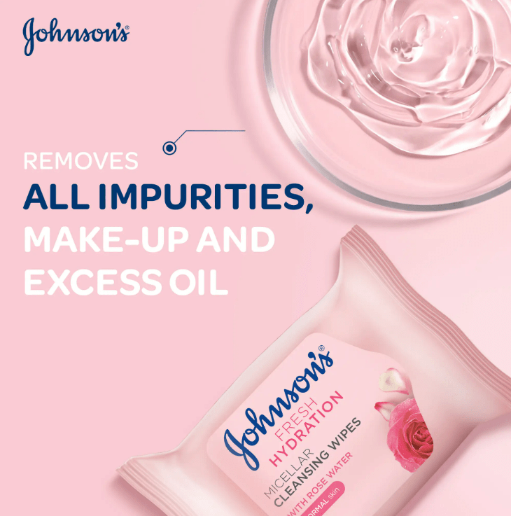 جونسون مناديل ميسيلار لتنظيف البشرة العادية بماء الورد 25 م - الصورة 6