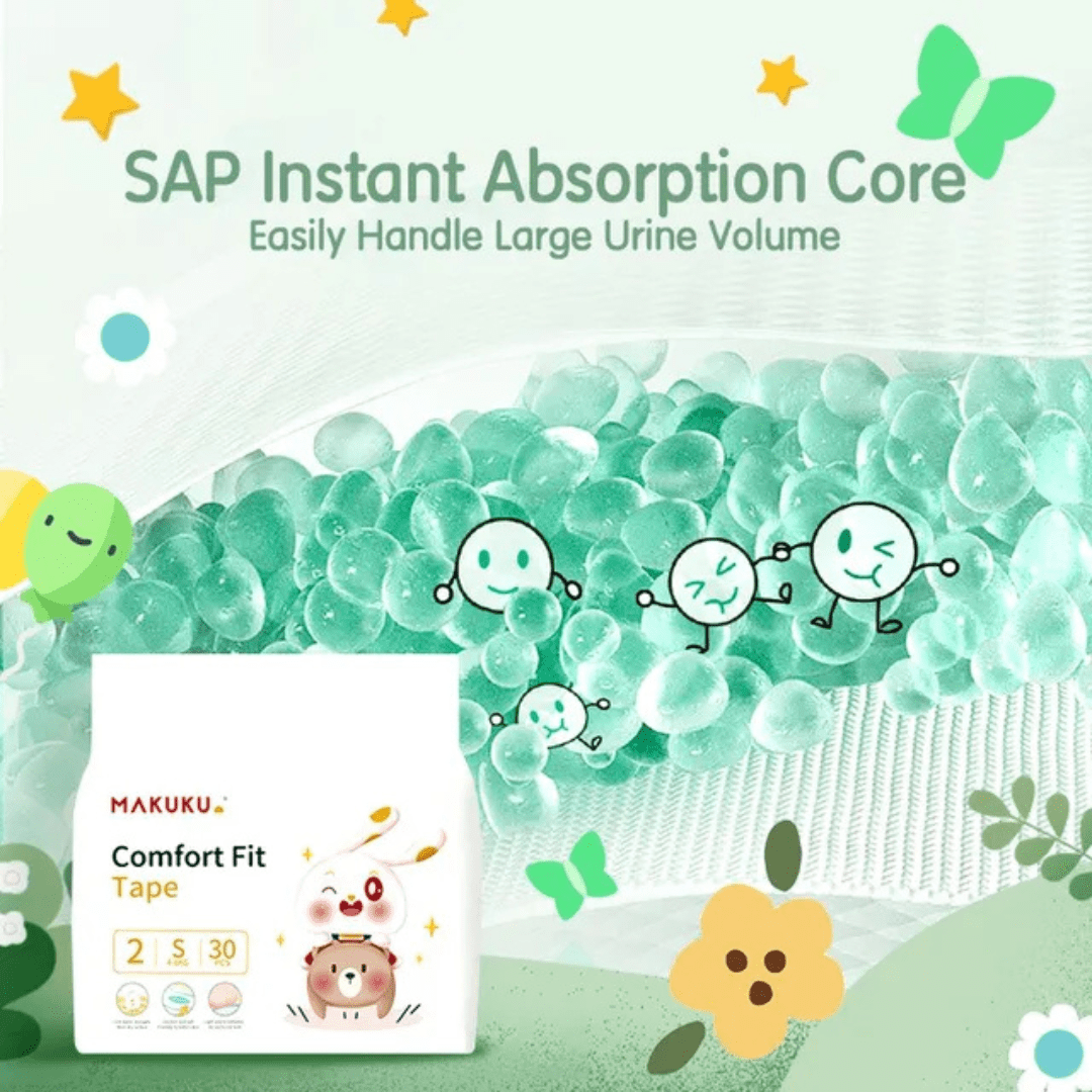 ماكوكو كومفرت فيت تاب حفاضات للأطفال مقاس (2) صغير 30 حفاضة - الصورة 5