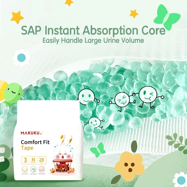 ماكوكو كومفرت فيت تاب حفاضات للأطفال مقاس (3) وسط 28 حفاضة - الصورة 5