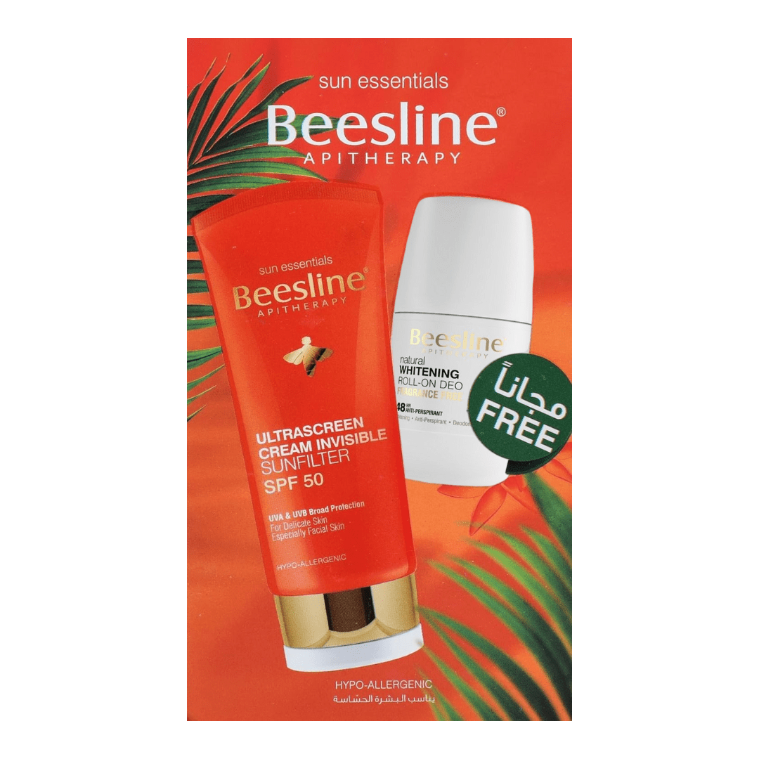 بيزلين الترا سكرين SPF50 كريم واقي شمس شفاف 60 مل + بيزلين مزيل لرائحة العرق رول أون لتفتيح البشرة خال من العطور 50 مل - الصورة 2